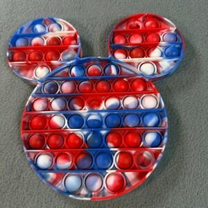 Mickey Mouse Pop It Fidget Toy Red White Blue Tie Dye Silicone Sensory Toy 6in